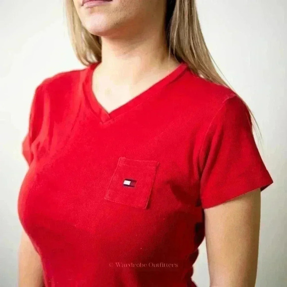 Vintage 90s Tommy Hilfiger Cropped Baby Tee - L - Picture 4 of 5